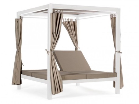 Ξαπλώστρα Κρεβάτι Dream White Κήπου Μεταλλικό Λευκό 188*208*205 - Μπεζ