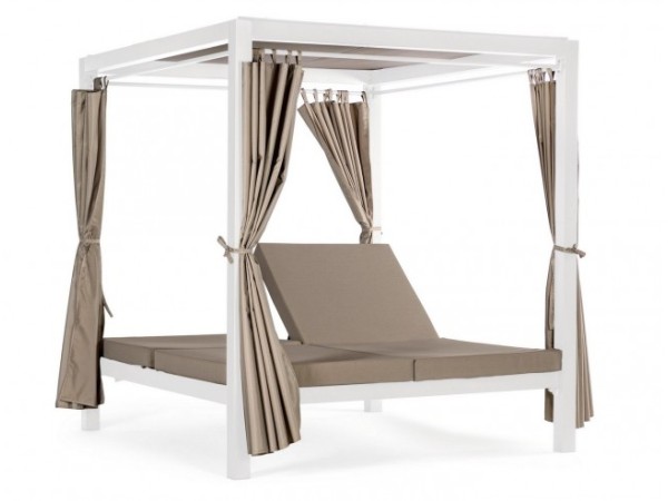 Ξαπλώστρα Κρεβάτι Dream White Κήπου Μεταλλικό Λευκό 188*208*205 - Μπεζ