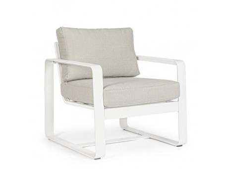 Πολυθρόνα Merrigan  Μεταλλικό Μπεζ-Λευκό 74x78x73εκ. - Γκρι