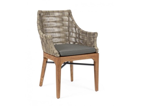 Καρέκλα Τραπεζαρίας Εξωτερικού Χώρου Keilani Γκρι/Natural 60x58,5x85εκ. - Γκρι