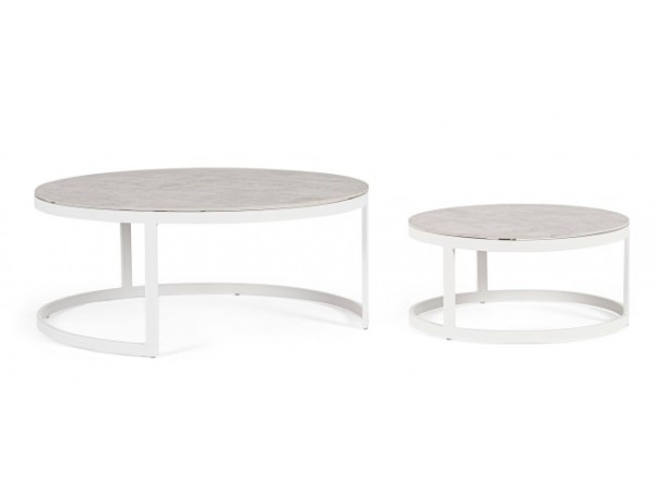 Τραπέζια Μέσης Talunas Λευκά Σετ 2 Τεμάχια 90x90x37 εκ. - Λευκό