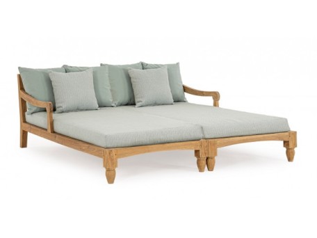 Ξαπλώστρες Bali Μασίφ Ξύλο Γαλάζιες Σετ 2 Τεμάχια 206x87x79 εκ. - Μπλε