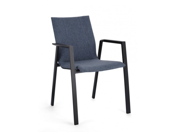 Καρέκλα Εξωτερικού Χώρου Odeon Μεταλλική Μαύρο/Μπλε 55,5x60x83εκ. - Μαύρο