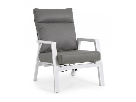 Πολυθρόνα Εξωτερικού Χώρου Ανακλινόμενη Kledi Μεταλλική Λευκή 72x81x98εκ. - Γκρι