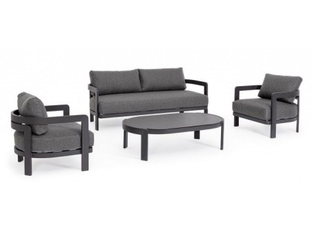 Σετ Σαλόνι Presley  Εξωτερικού Χώρου Ανθρακί 185x77,5x80εκ. - Γκρι