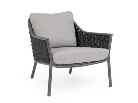 Πολυθρόνα Εξωτερικού Χώρου Everly Αλουμινίου Πράσινη 80*80*80εκ. - Γκρι