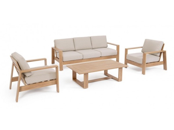 Καναπές Σετ (4τεμ.) Baltic Αλουμινίου Μπεζ - Γκρι