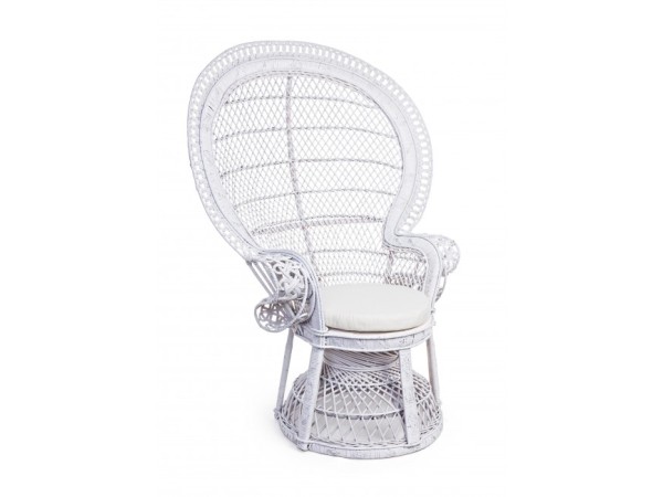 Armchair With Cushion Pavone White 112x82x149εκ. - Λευκό