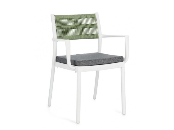 Καρέκλα Alvin Εξωτερικού Χώρου Ύφασμα Λευκό/Πράσινο 59,5x52,5x82εκ. - Γκρι
