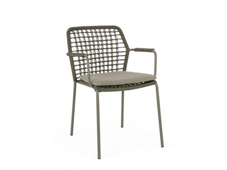 Καρέκλα Εξωτερικού Χώρου Canar Μεταλλική/Ρατάν Πράσινη 58.5x61.5x81εκ. - Γκρι