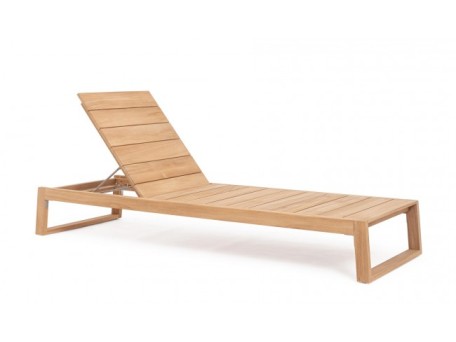 Ξαπλώστρα Εξωτερικού Χώρου Jeremy  Ξύλινη Teak 206x72x84εκ. - Καφέ