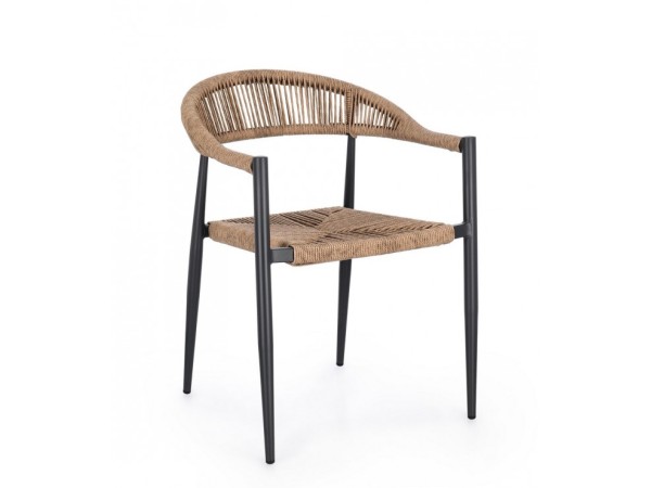 Καρέκλα Εξωτερικού Χώρου Jandia Μεταλλική Μαύρο/Μπεζ 56x60x78εκ. - Μπεζ