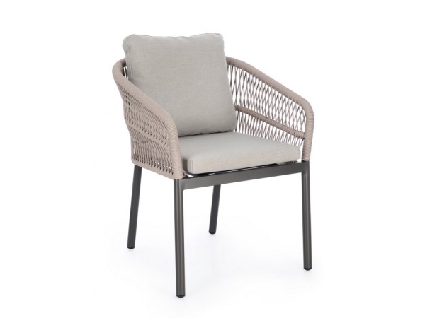 Καρέκλα Εξωτερικού Χώρου Galdana Μεταλλική Γκρι/Καφέ  62*66*88εκ. - Γκρι