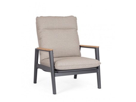 Πολυθρόνα Miguel  Εξωτερικού Χώρου Μαύρη 79x86x92εκ. - Γκρι