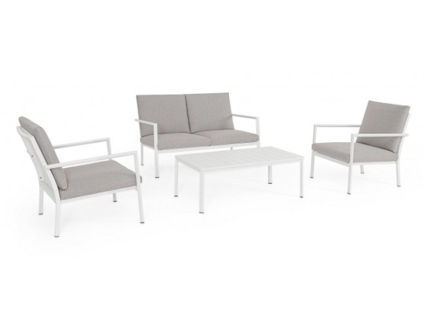 Σετ Σαλόνι Εξωτερικού Χώρου Konnor Λευκό 135x82x84εκ. - Γκρι