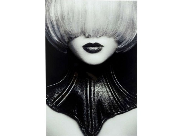 Γυάλινος Πίνακας Πρόσωπο Γυναίκας Vogue Γκρι-Μαύρο  80x0.4x120εκ