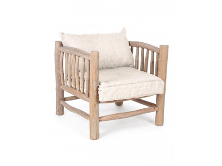 Πολυθρόνα Sahel Ξύλινη Μπεζ 70x75x80εκ. - Μπεζ