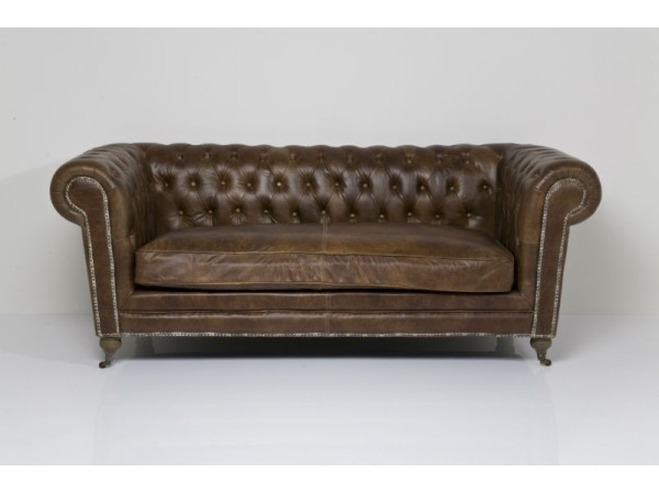 Καναπές Τριθέσιος Oxford Vintage Deluxe Καφέ 220x92 εκ.
