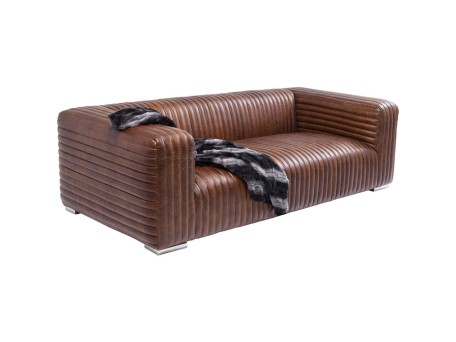 Καναπές Malibu Τριθέσιος Δερμάτινος Καφέ 226x110x67 εκ. - Καφέ