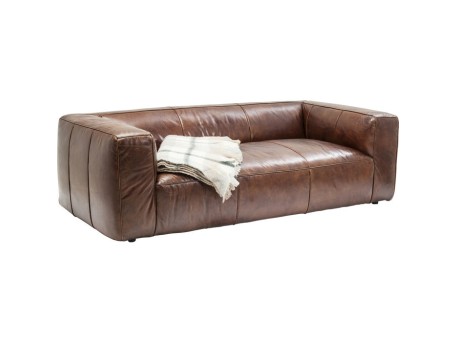 Καναπές Cubetto Τριθέσιος Δερμάτινος Καφέ 220x110x67εκ - Καφέ