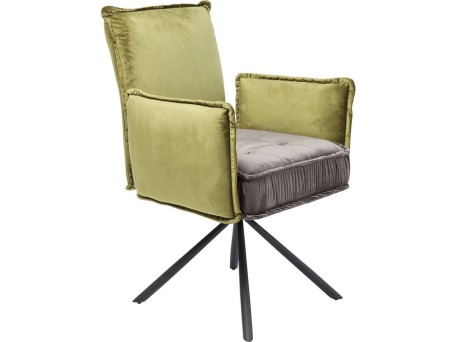 Καρέκλα Με Μπράτσα Περιστρεφόμενη  Chelsea Βελούδο Πράσινο 65x60x90 εκ - Γκρι