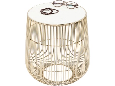 Τραπέζι Βοηθητικό Beam Λευκό-Χρυσό 32x32x35εκ - Χρυσό