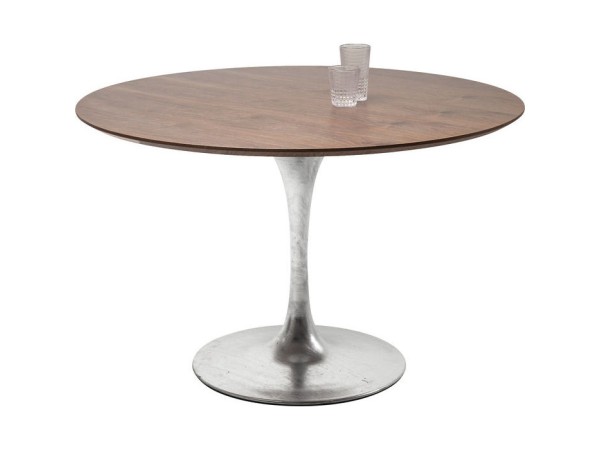 Τραπέζι Invitation Walnut Καφέ-Ασημί 120x120x76εκ - Ασημί