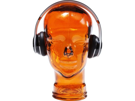 Διακοσμητικό Επιτραπέζιο  Headphone Γυάλινο Πορτοκαλί 21x21x29εκ. - Πορτοκαλί