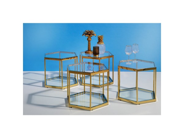 Ποτήρια Κρασιού Diamond Χρυσά Σετ 4 Τεμάχια 10x24,5 εκ. - Διάφανο