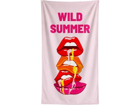 Πετσέτα Θαλάσσης Wild Summer Ροζ  90x170εκ. - Πολύχρωμο