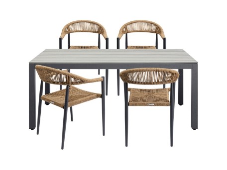 Τραπέζι (Σετ 5τεμ.) Εξωτερικού Χώρου Sorento Καφέ 180*90*76εκ. - Γκρι