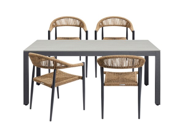 Τραπέζι (Σετ 5τεμ.) Εξωτερικού Χώρου Sorento Καφέ 180*90*76εκ. - Γκρι