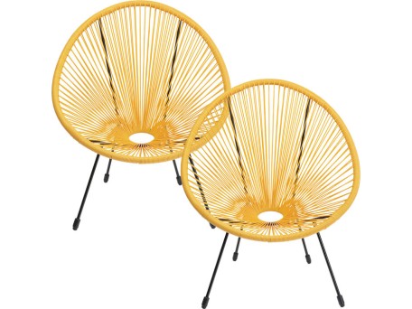 Πολυθρόνα Εξωτερικού Χώρου Acapulco (2Τεμ.)Κίτρινη 78*146*85εκ. - Κίτρινο