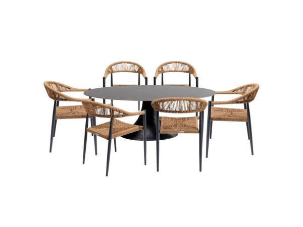 Σετ Κήπου Palma Possibilita (5/Set) Κεραμικό Μαύρη 220x120x73εκ - Μαύρο