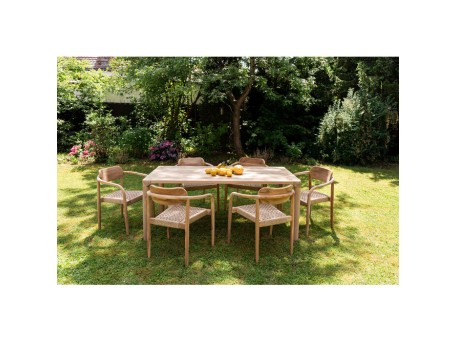 Σετ Τραπέζι Εξωτερικού Χώρου Bella Ξύλο Καφέ (7/τεμ.) 160*90εκ. - Καφέ