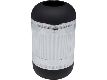 Βάζο Γυάλινο Cap Ασημί-Μαύρο Ø30x17 εκ. 17x17x30εκ - Μαύρο