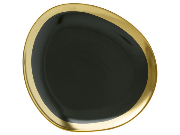 Πιάτο Vibrations Χρυσό-Πράσινο Κεραμικό Ø21 εκ. - Λευκό