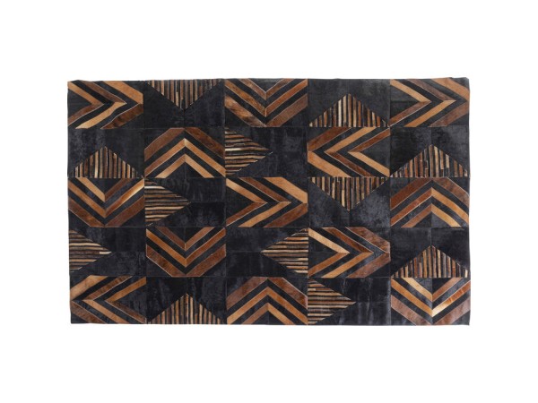 Δερμάτινο Χαλί Puzzle Μαύρο-Καφέ 240x170x2εκ. - Μαύρο Δερμάτινο Χαλί Puzzle Μαύρο-Καφέ 240x170x2εκ. - Μαύρο