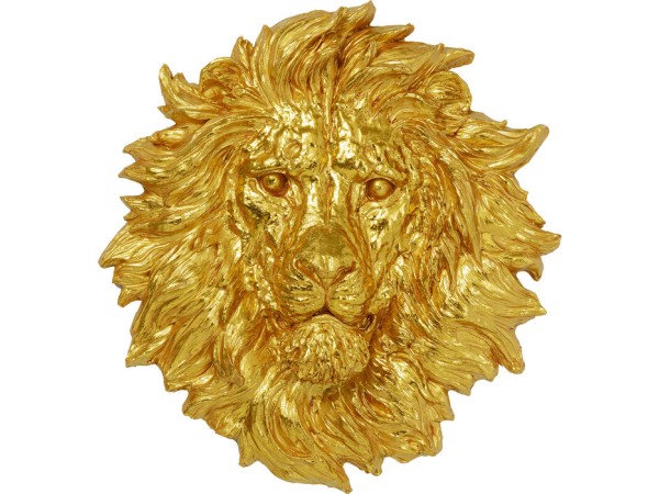 Διακοσμητικό Τοίχου Κεφάλι Λιονταριού Χρυσό 90x100 εκ. 90x22x100εκ - Χρυσό
