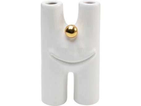 Βάζο Funny Teeth Λευκό 9,5x5x16 εκ. - Χρυσό