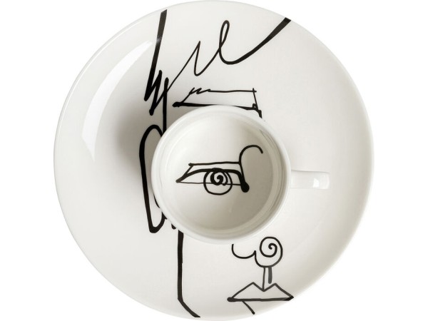 Κούπα Καφέ Viso Uomo Με Πιατάκι 19,5x19,5x8,5 εκ. - Μαύρο