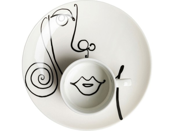 Κούπα Καφέ Viso Donna Με Πιατάκι 19,5x19,5x8,5 εκ. - Μαύρο Κούπα Καφέ Viso Donna Με Πιατάκι 19,5x19,5x8,5 εκ. - Μαύρο