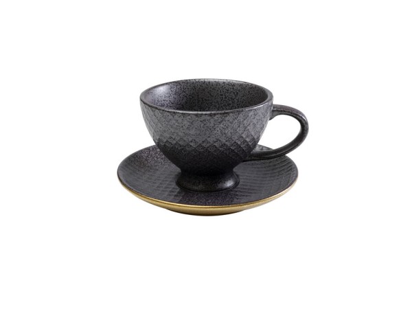 Κούπα Καφέ Και Πιατάκι Diva Μαύρα/Χρυσά 13,5x10x7,5 εκ. - Μαύρο Κούπα Καφέ Και Πιατάκι Diva Μαύρα/Χρυσά 13,5x10x7,5 εκ. - Μαύρο