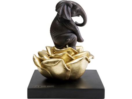 Διακοσμητικό Επιτραπέζιο Blossom Elephant Μαύρο/Χρυσό 18x18x22εκ. - Μαύρο