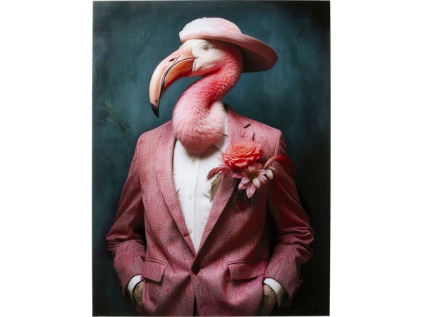 Glass Picture Mister Flamingo 120x160cm - Πολύχρωμο