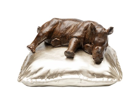 Διακοσμητικό Επιτραπέζιο Sleeping Rhino Χρυσό/Καφέ 37x32x21εκ. - Χρυσό