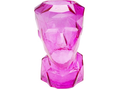 Βάζο Prisma Face Γυαλί Ροζ 23.5*18*30εκ. - Ροζ
