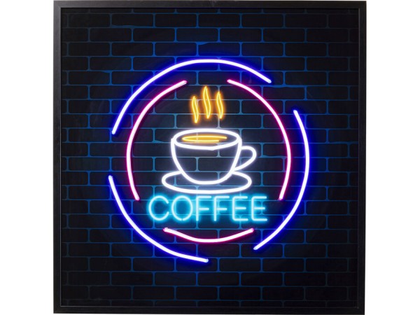Πίνακας Γυάλινος Coffee Μαύρο LED 80x3.5x80εκ. - Μαύρο