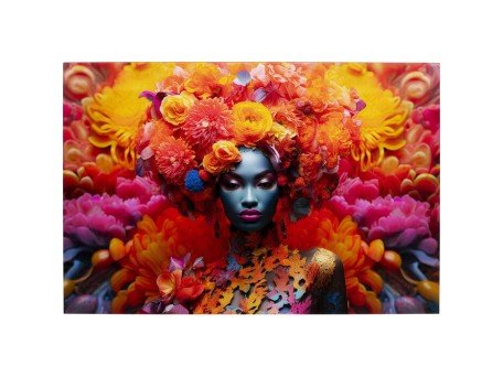 Πίνακας Γυάλινος Flowers Dream Women Πορτοκαλί 120x80εκ.  - Πολύχρωμο
