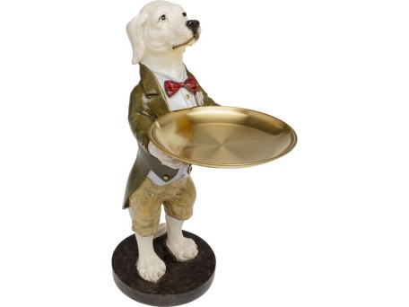 Διακοσμητικό Figurine Gentleman Dog Tray Πολυρεσίνη Χρυσό/Λευκό 28.5x17.5x43εκ. - Χρυσό